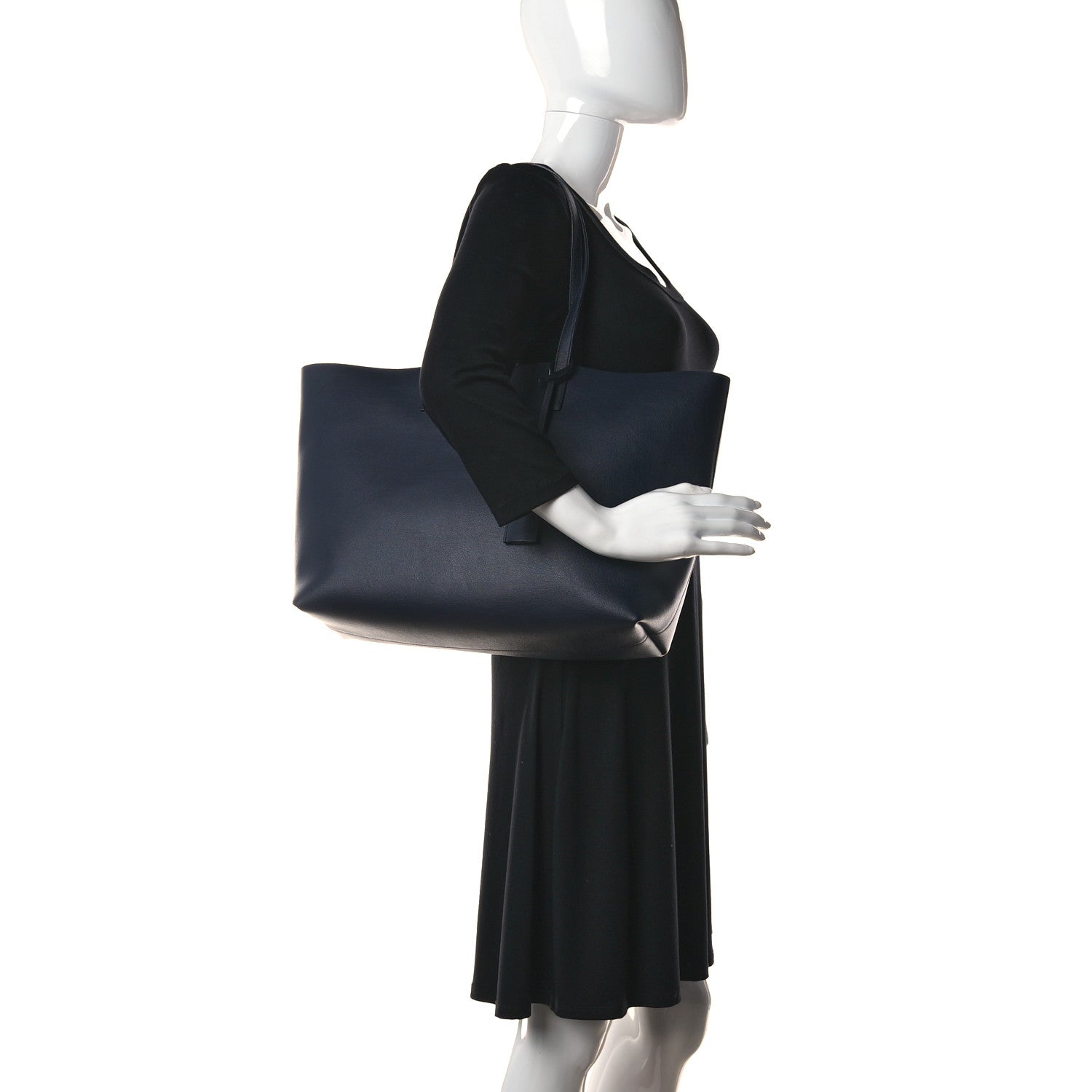 Saint Laurent Calfskin Large Shopping Tote Navy 2 of 10