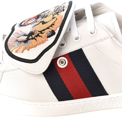 Gucci Calfskin Ayers Web Tiger Embroidered Mens Ace Sneakers 10.5 White 11 of 12