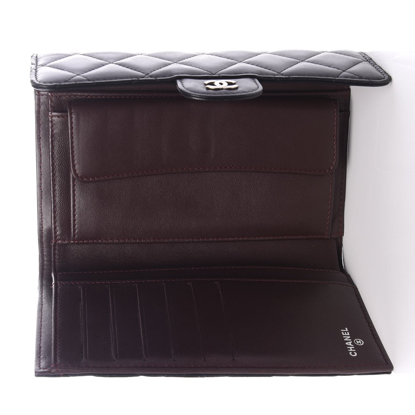 Lambskin Quilted Large Flap Wallet Black