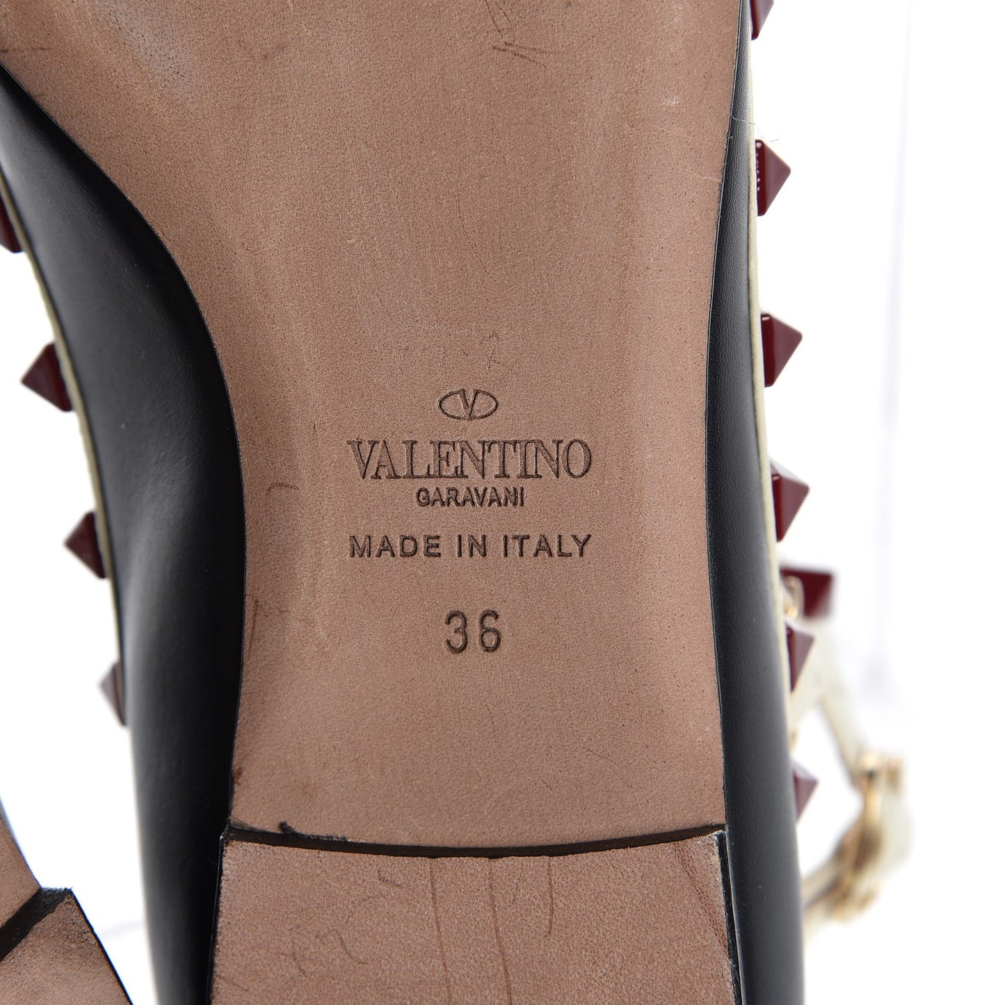 Nappa Rockstud Cage Ballerina Flats 36 Black Powder