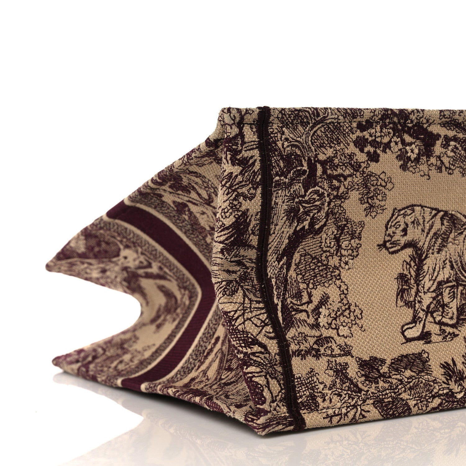 Christian Dior Canvas Embroidered Large Dioriviera Toile De Jouy Book Tote Burgundy 5 of 11