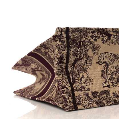 Christian Dior Canvas Embroidered Large Dioriviera Toile De Jouy Book Tote Burgundy 5 of 11