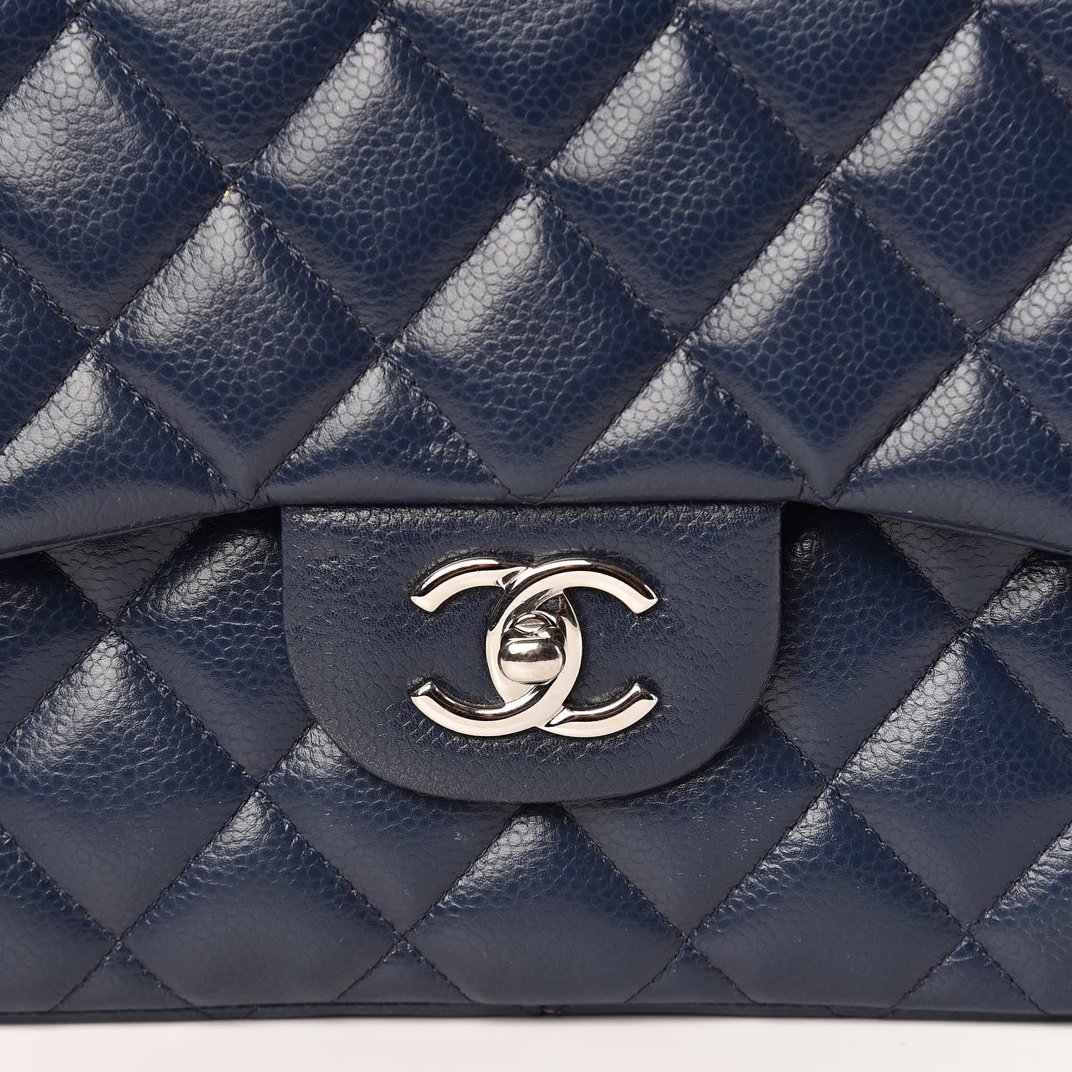 Chanel Caviar Quilted Jumbo Double Flap Navy Blue 12 of 15