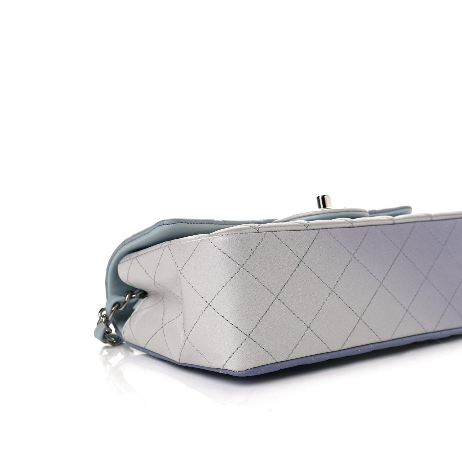 Chanel Perforated Lambskin Quilted Mini Rectangular Flap Light Blue Light Purple White 10 of 13