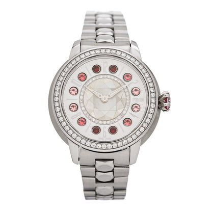 Fendi Stainless Steel Diamond Bezel Mother of Pearl Topaz 34mm Crazy Carats Quartz Watch 1 of 7