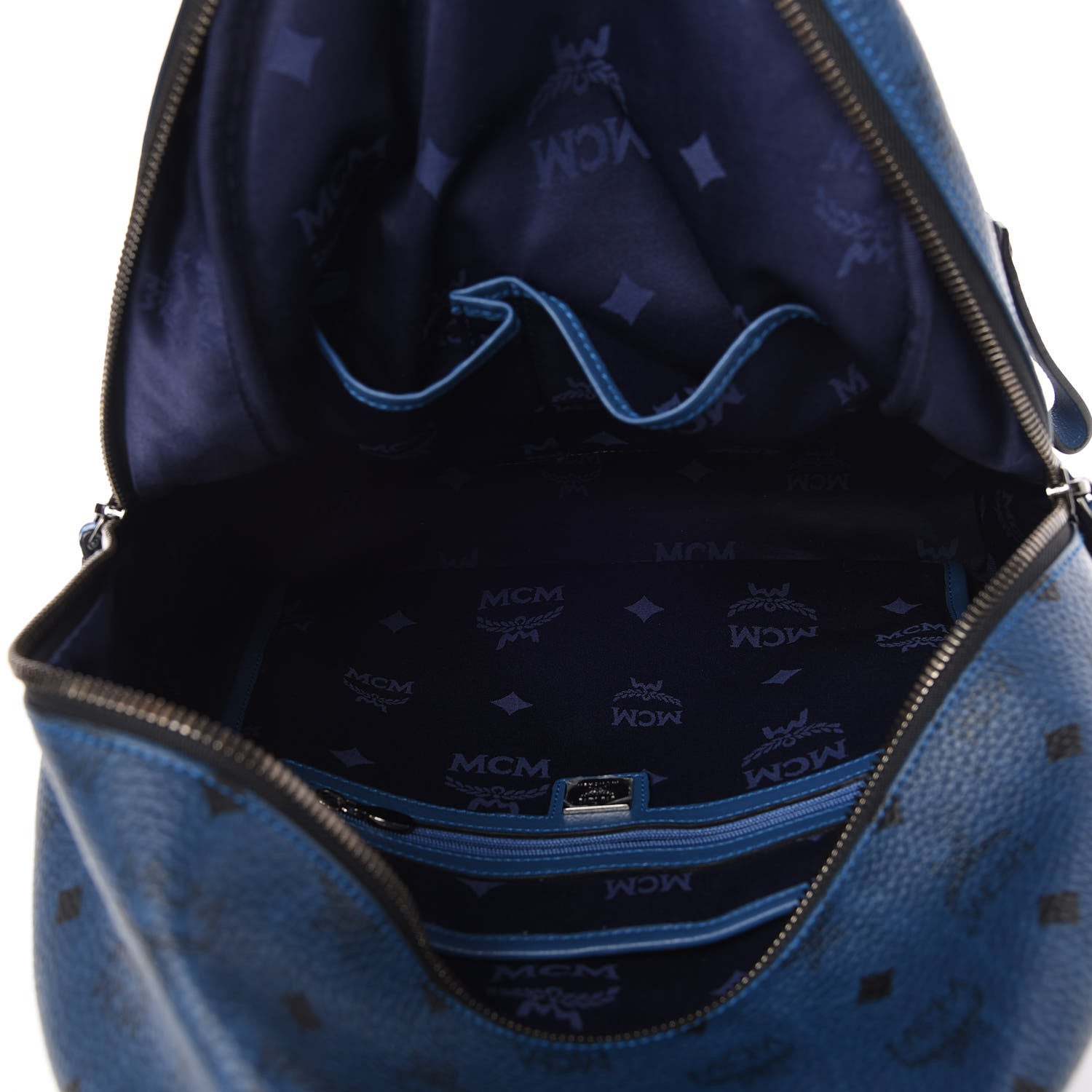 MCM Visetos Medium Studded Stark Backpack Navy Blue 7 of 9