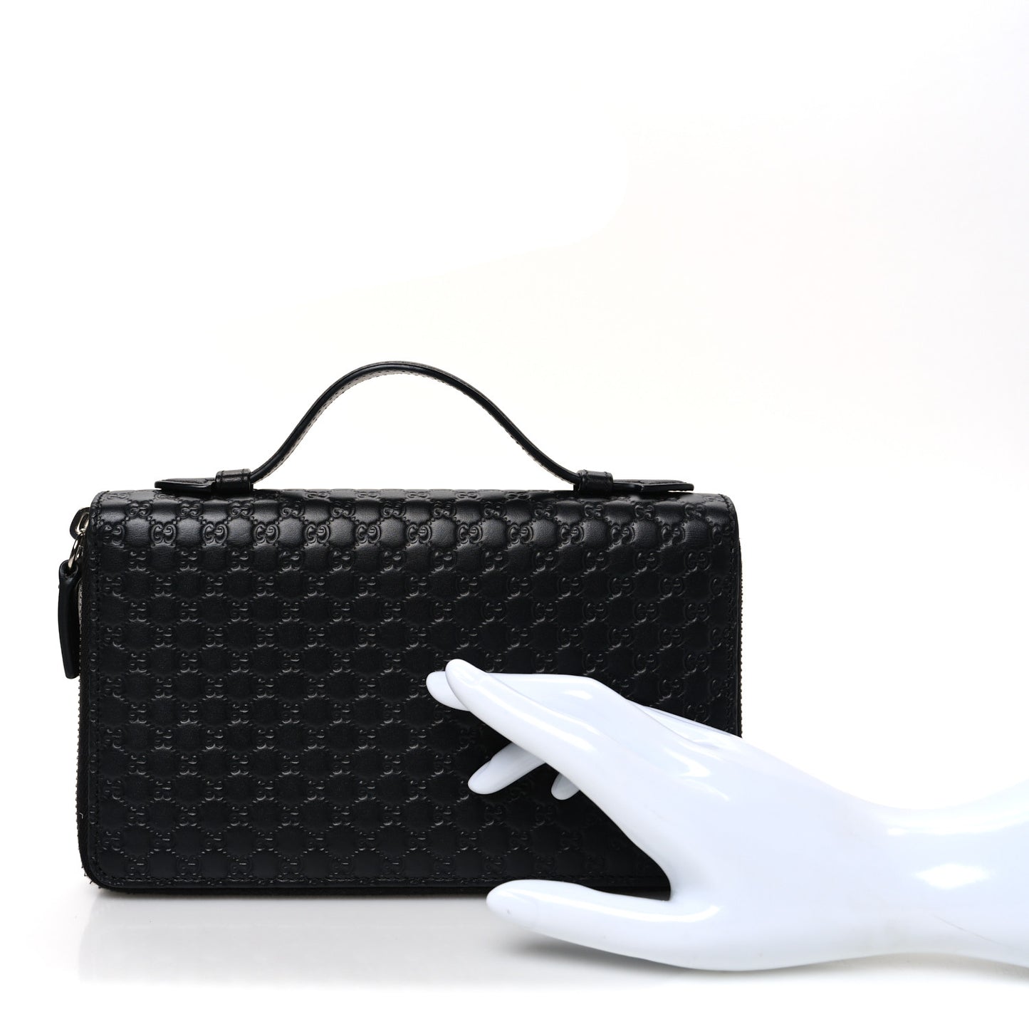 Microguccissima Zip Around Top Handle Travel Wallet Black