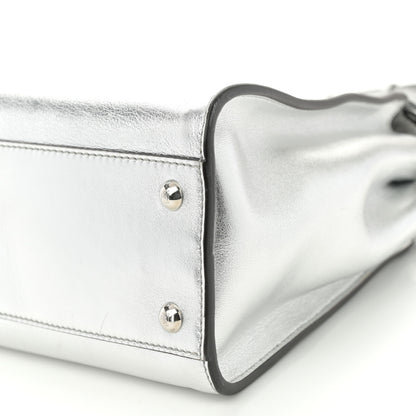 Fendi Vitello Catalan Mirror Medium Peekaboo Iconic Satchel Argento 10 of 10