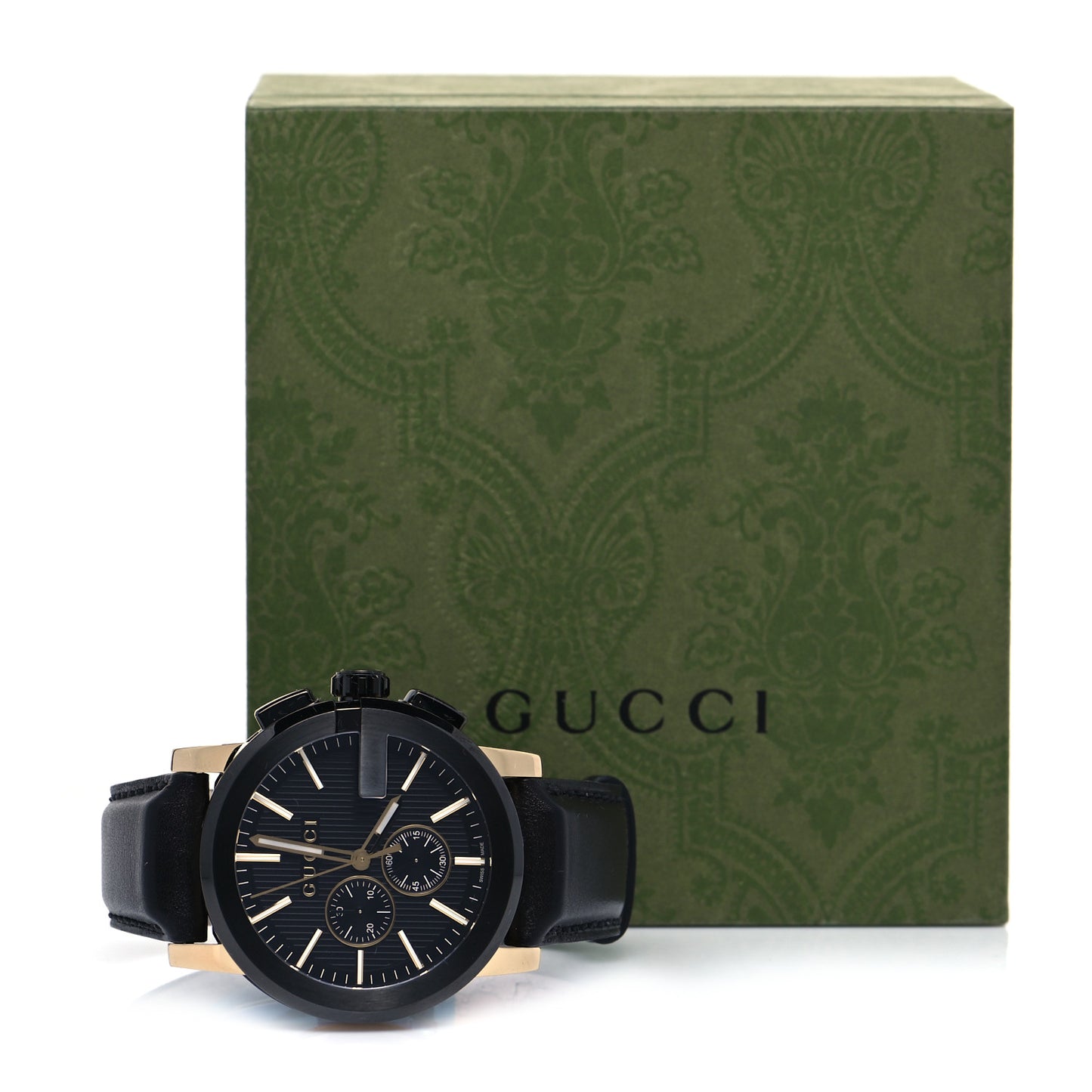 PVD Stainless Steel Calfskin 44mm G-Chrono Quartz Watch Black