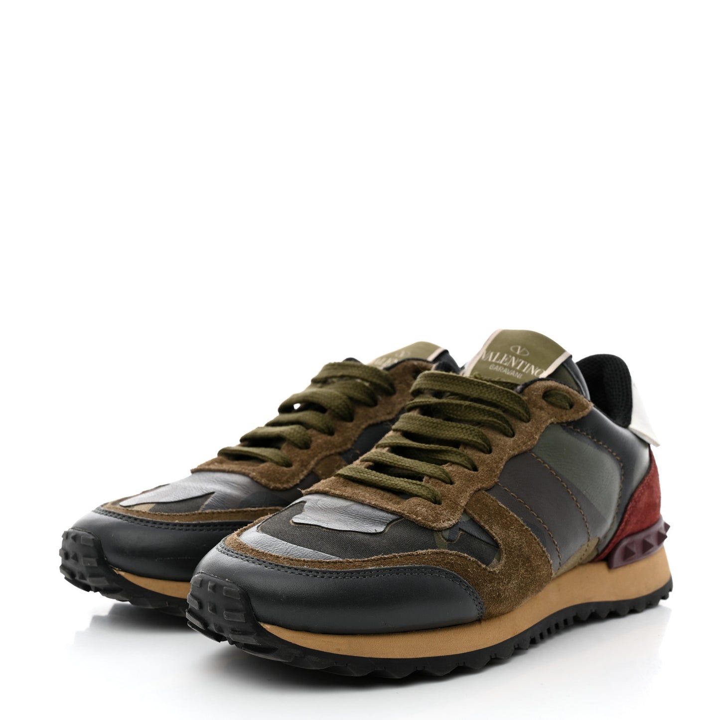 Nappa Suede Camouflage Womens Rockrunner Sneakers 37.5 Kaki Platine