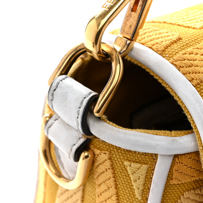 Fendi X SARA COLEMAN Canvas Vitello King Seta FF Fish Eye Embroidered Baguette Mostarda White Ice 13 of 15