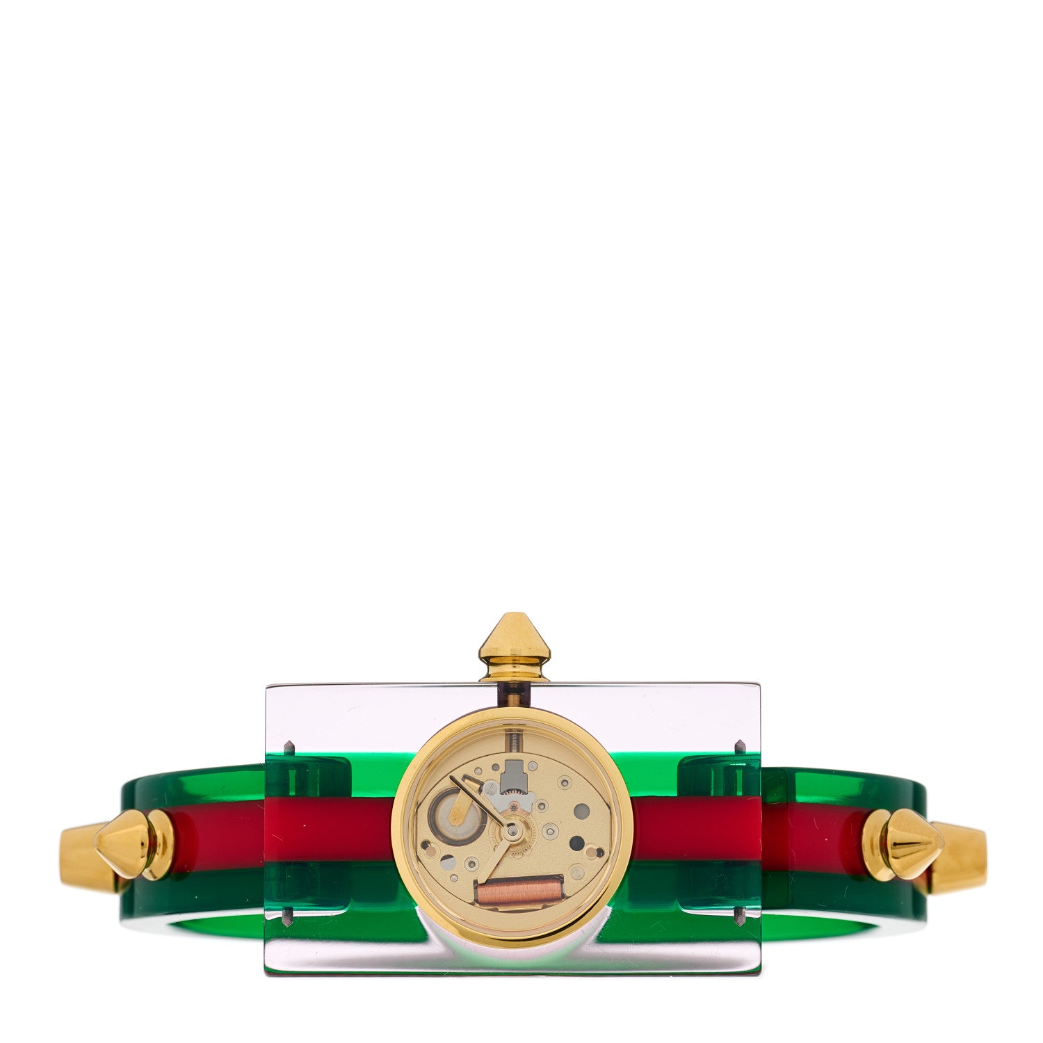 Gucci Stainless Steel Plexiglass 24mm Skeleton Stud Quartz Watch 2 of 6