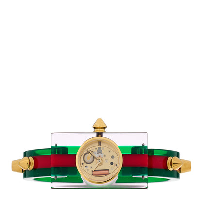 Gucci Stainless Steel Plexiglass 24mm Skeleton Stud Quartz Watch 2 of 6