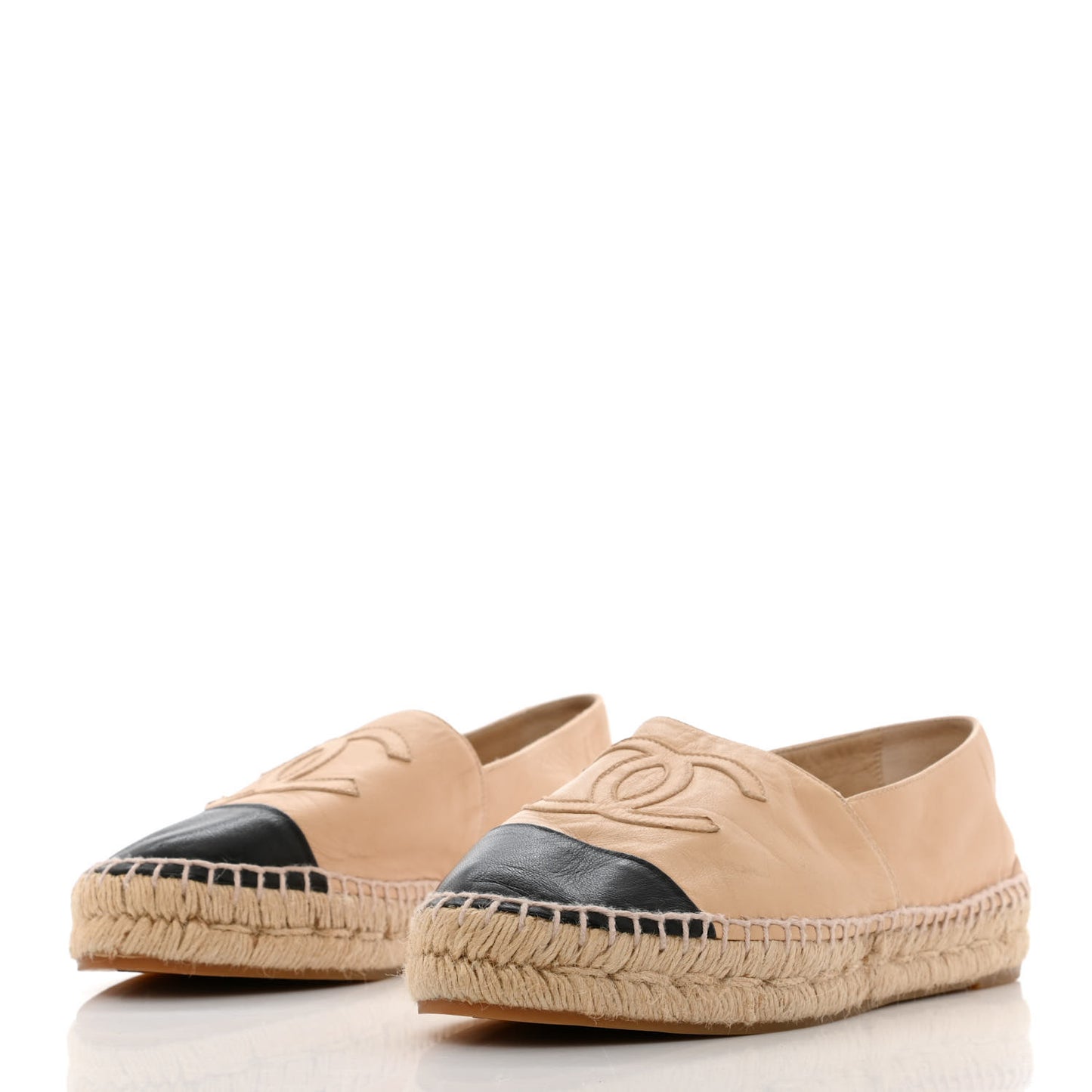 Lambskin CC Espadrilles 37 Beige Black