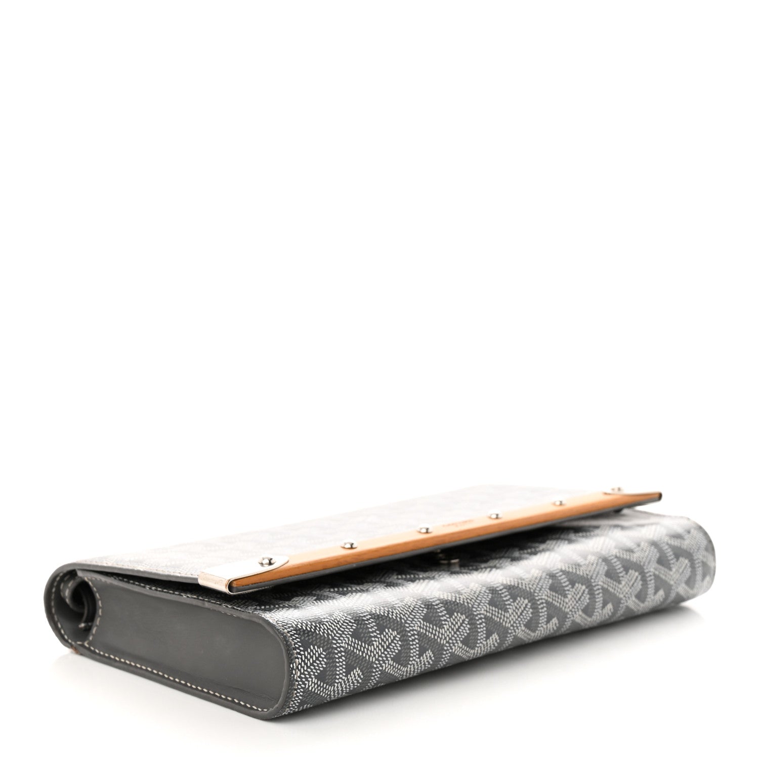 Goyard Goyardine Monte Carlo Bois Clutch With Strap Gray 4 of 12