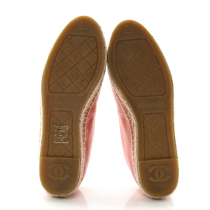 Chanel Lambskin CC Espadrilles 38 Pink Red Black 5 of 9