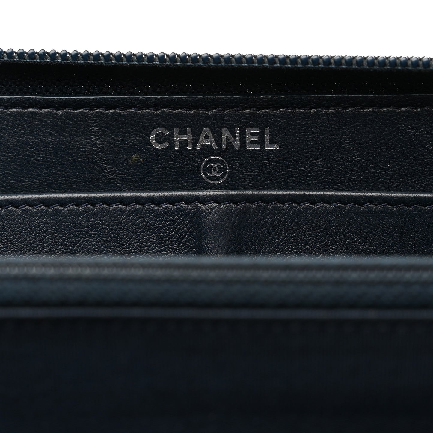 Lambskin Quilted Boy Zip Around Wallet Navy