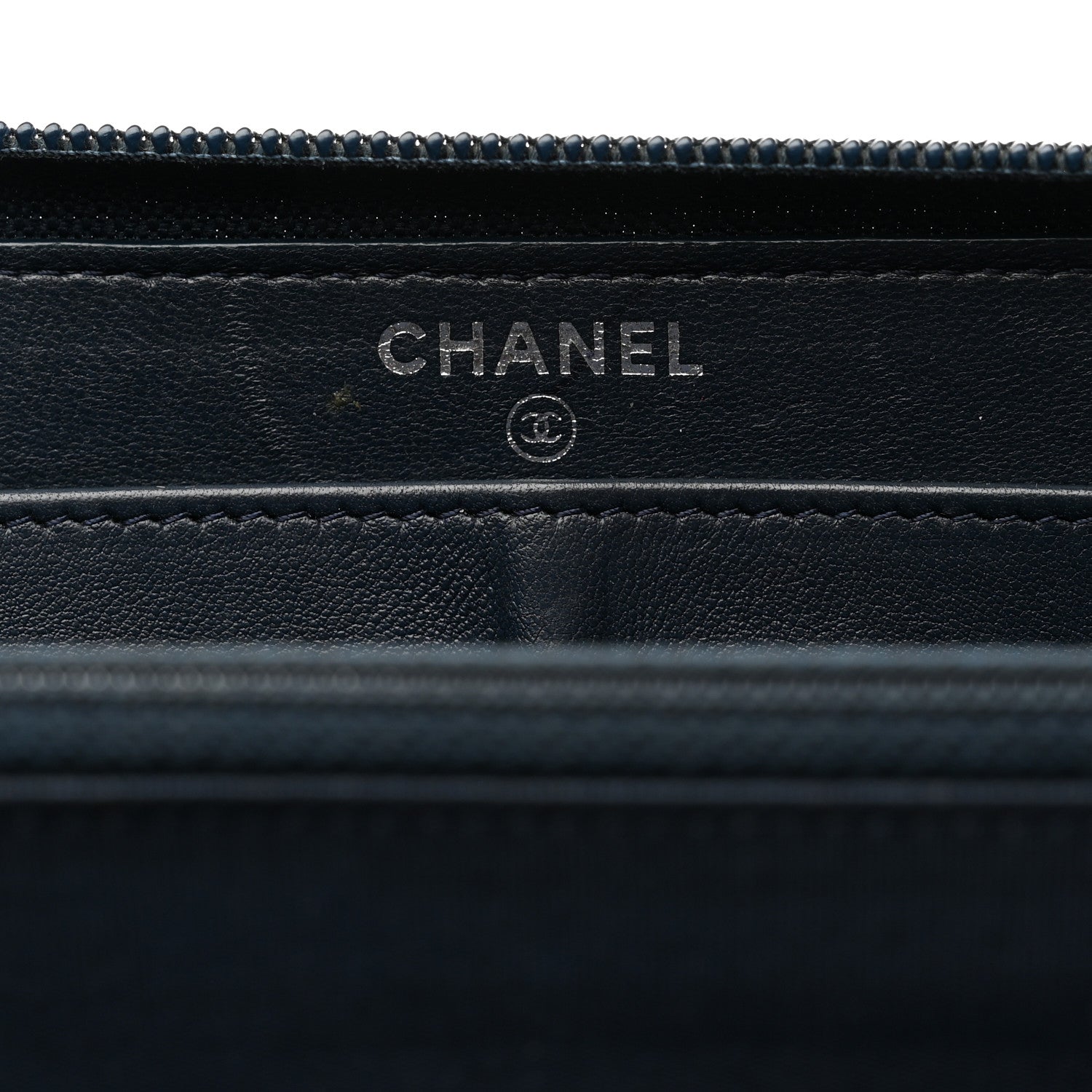 Chanel Lambskin Quilted Boy Zip Around Wallet Navy 6 of 9