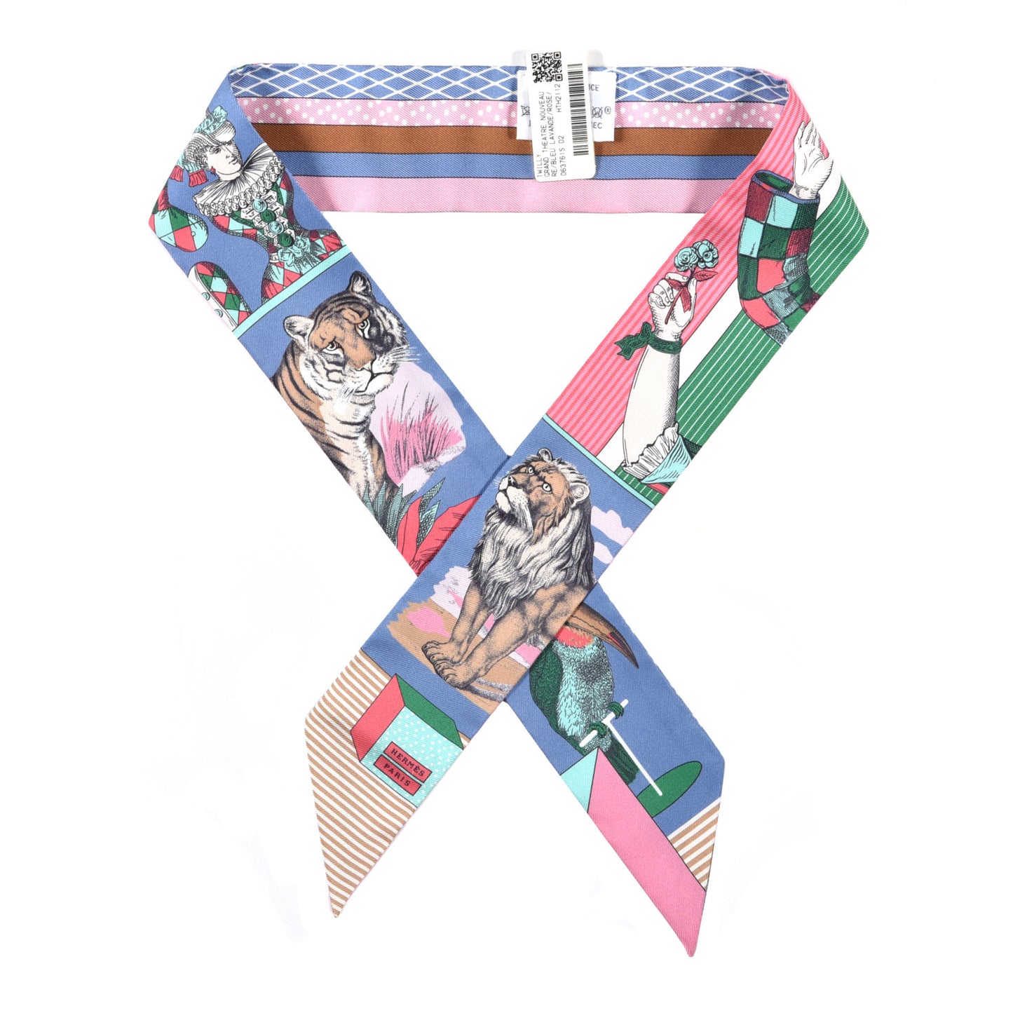 Silk Twilly Grand Theatre Nouveau Bleu Lavande Rose Vert