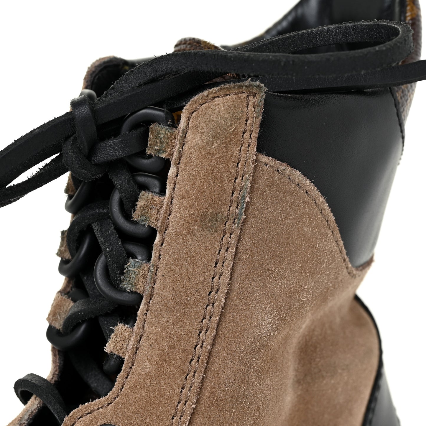 Suede Calfskin Monogram Laureate Platform Desert Boots 38.5 Taupe