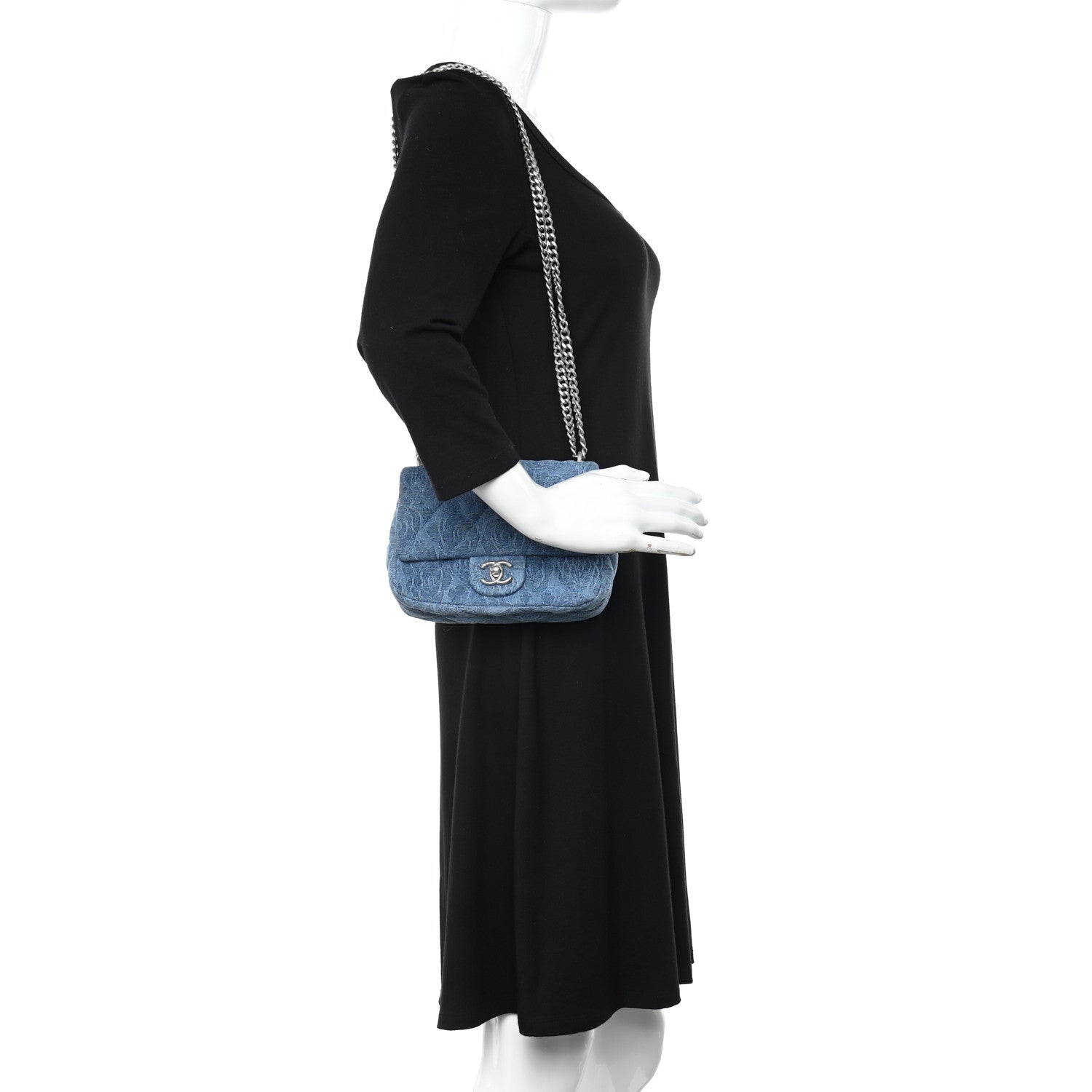 Chanel Denim Quilted Camellia Sweetheart Mini Flap Blue 2 of 16