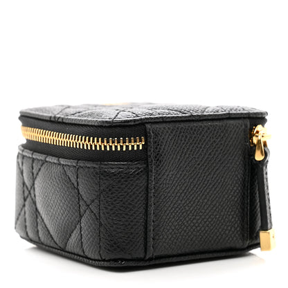 Christian Dior Grained Calfskin Cannage Mini Caro Jewelry Case Black 3 of 8