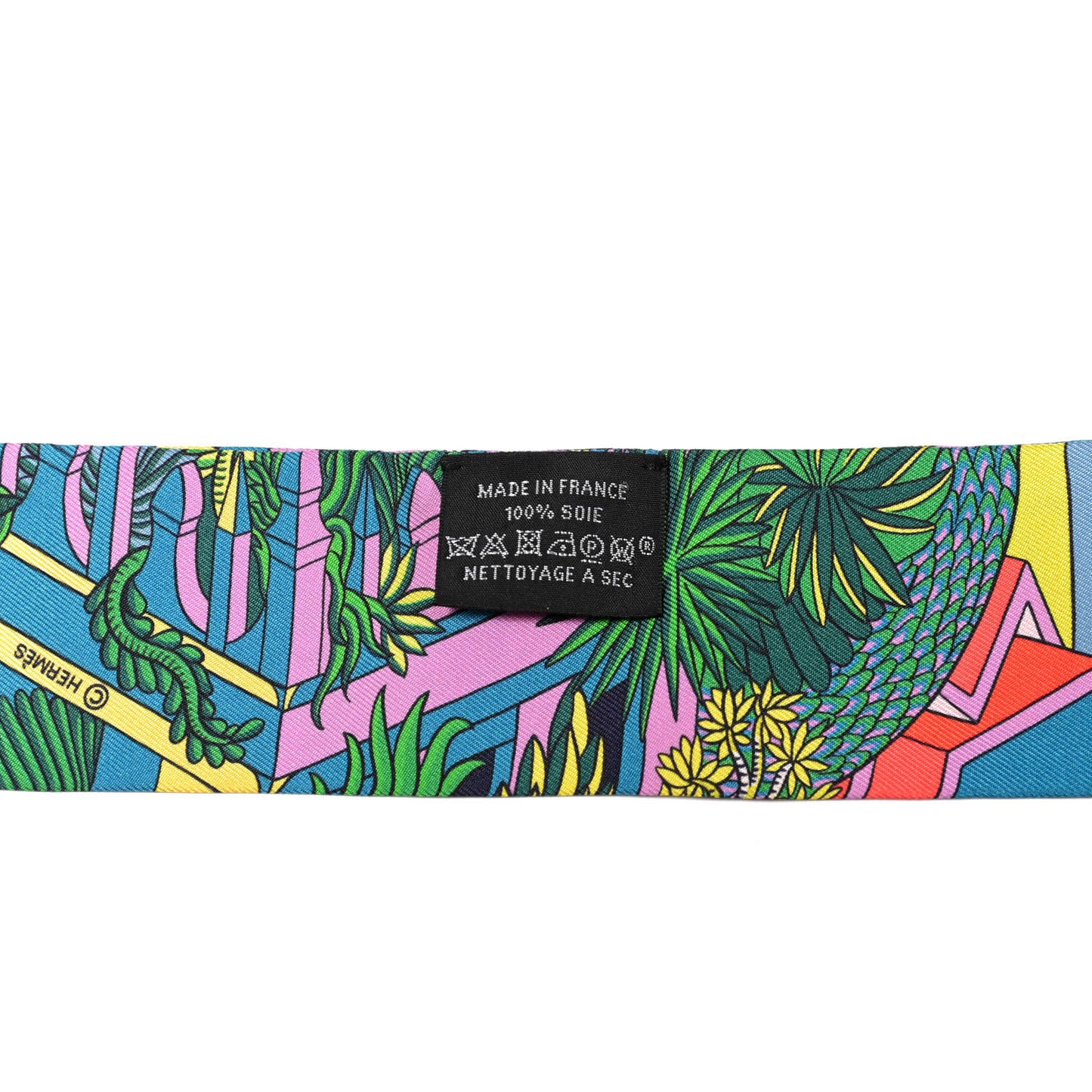 Silk Animapolis Plumetis Twilly Rose Vert Orange Fluo