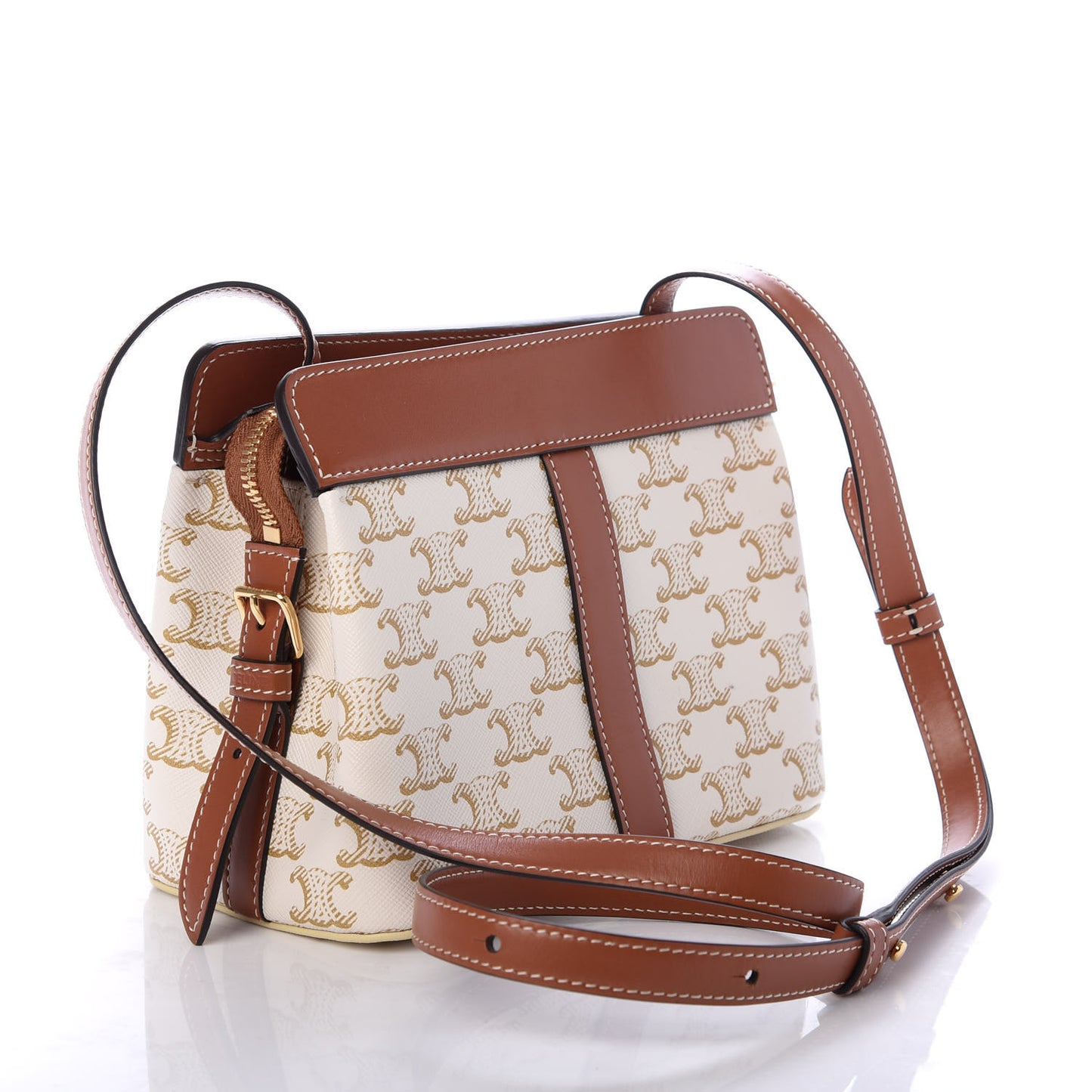 Calfskin Canvas Triomphe Teen Cabas De France White