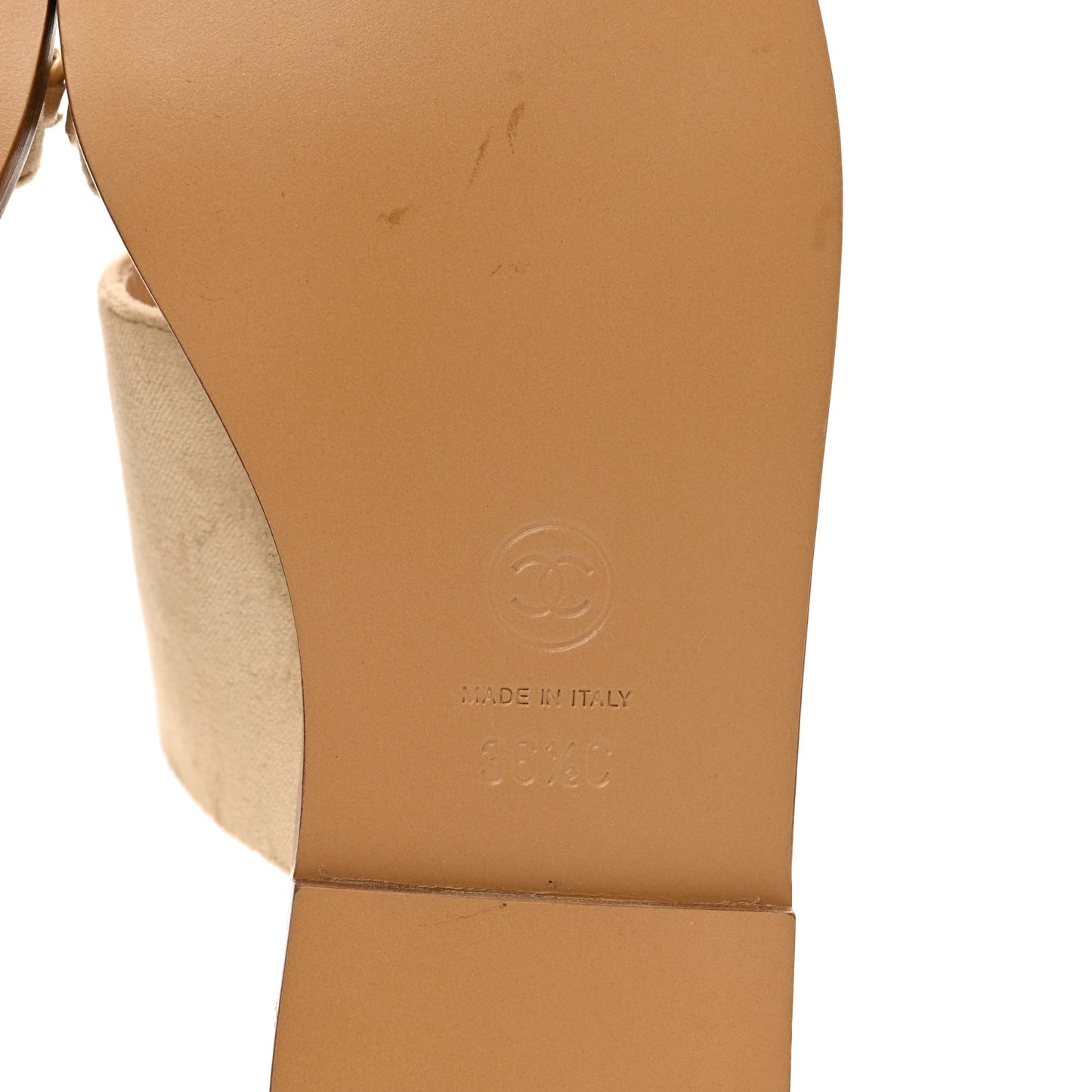Velvet Chain Mule Sandals 36.5 Beige