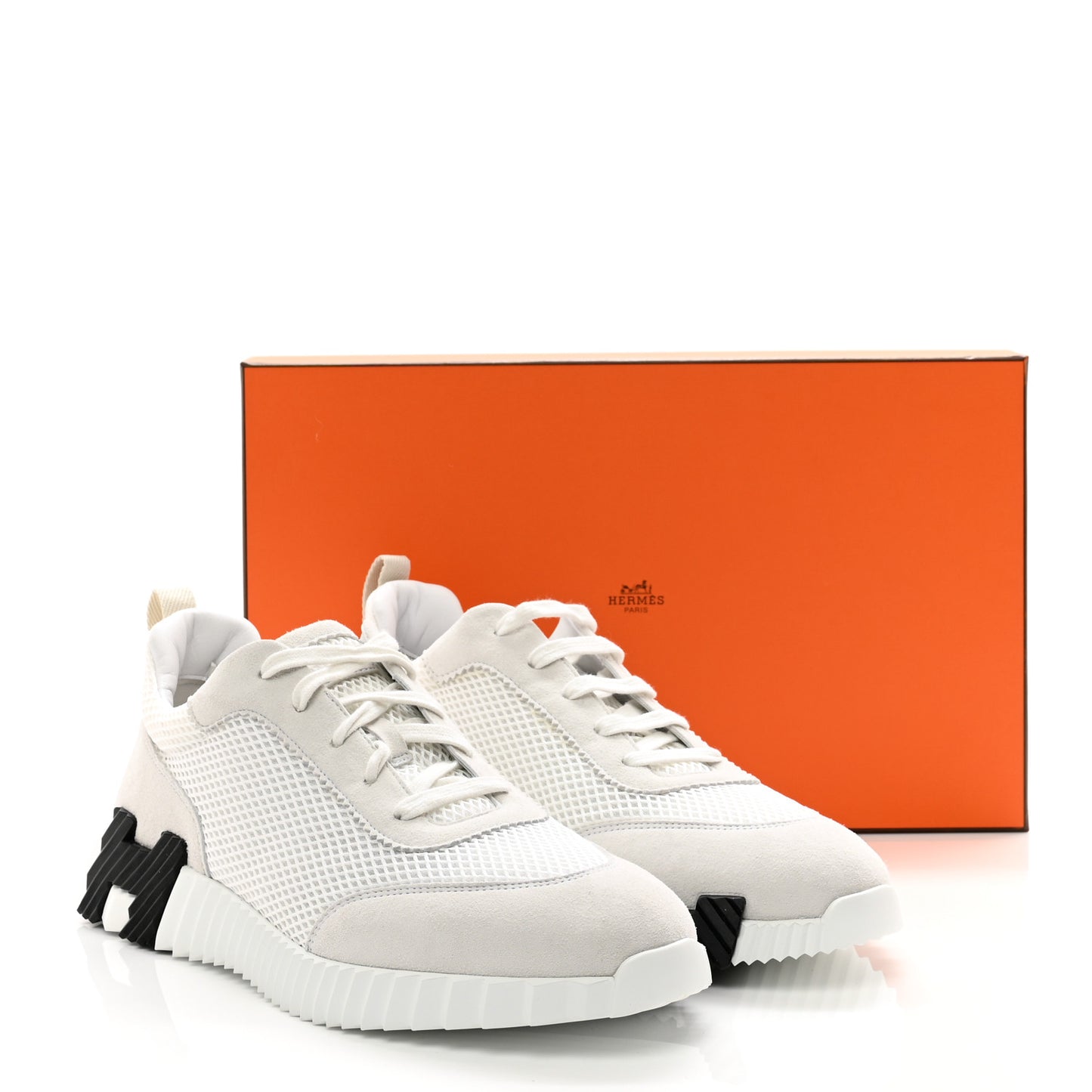 Air Mesh Suede Goatskin Bouncing Sneakers 44 White Black