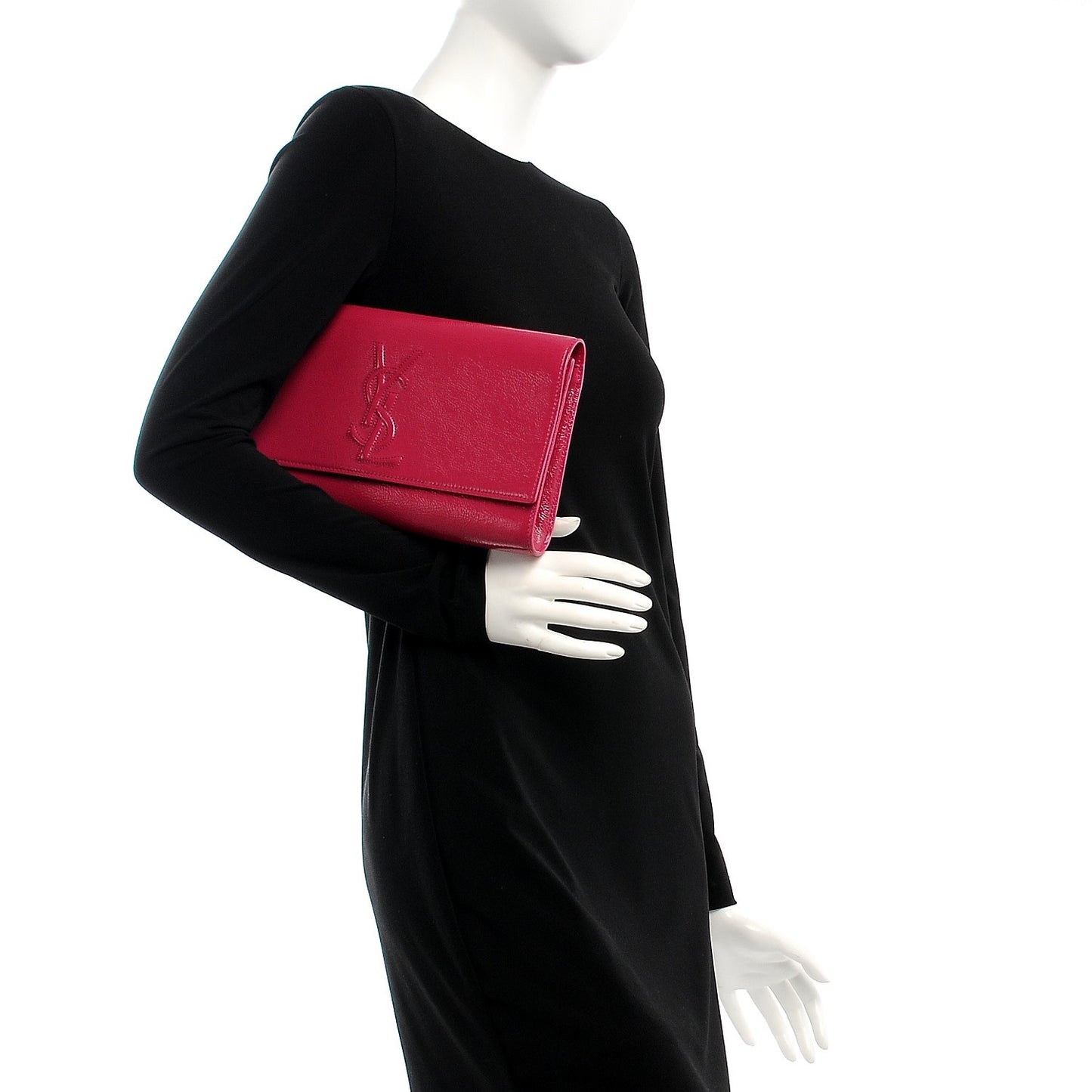 Textured Patent Monogram Large Belle De Jour Clutch Fuchsia