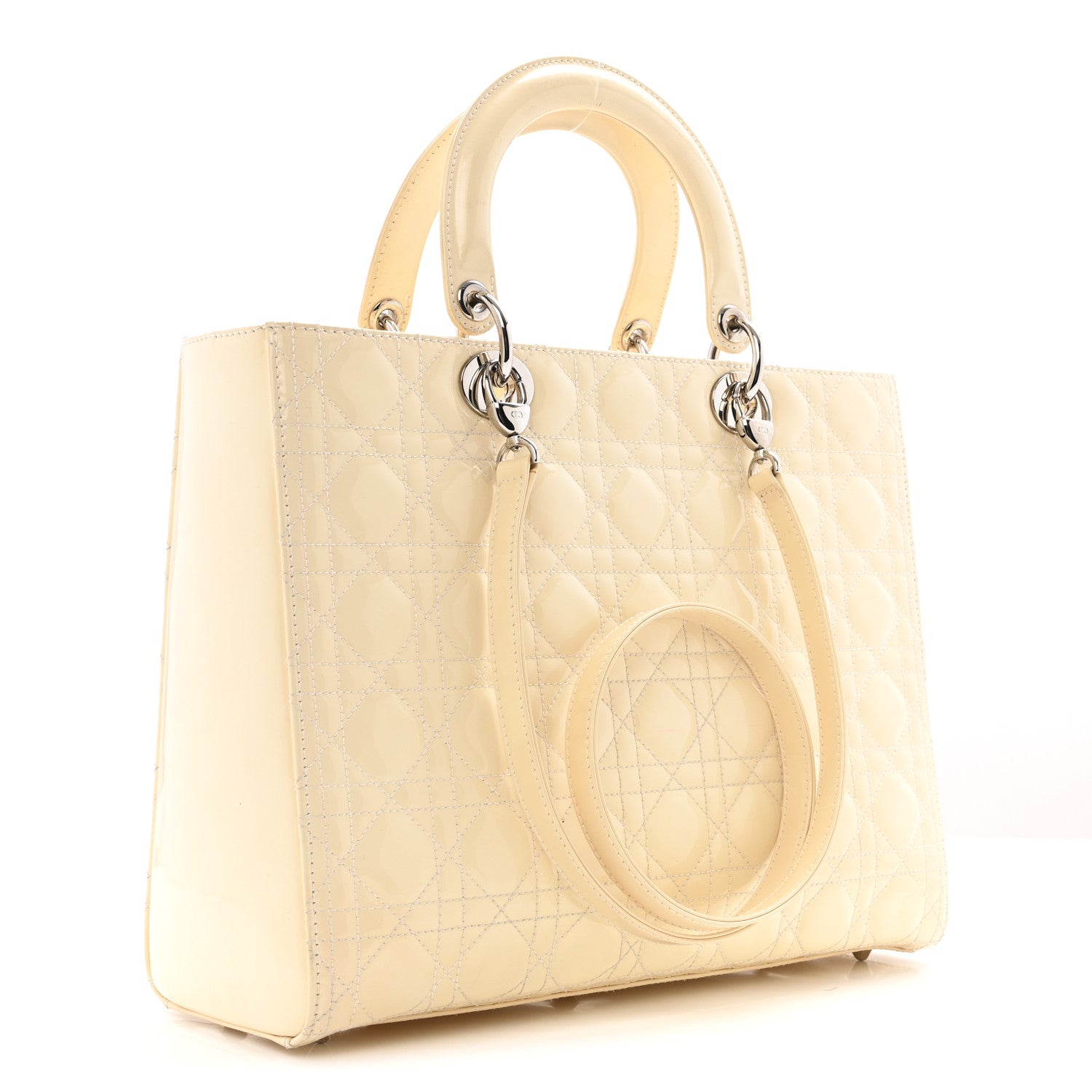 Christian Dior Patent Cannage Large Lady Dior White 3 of 14