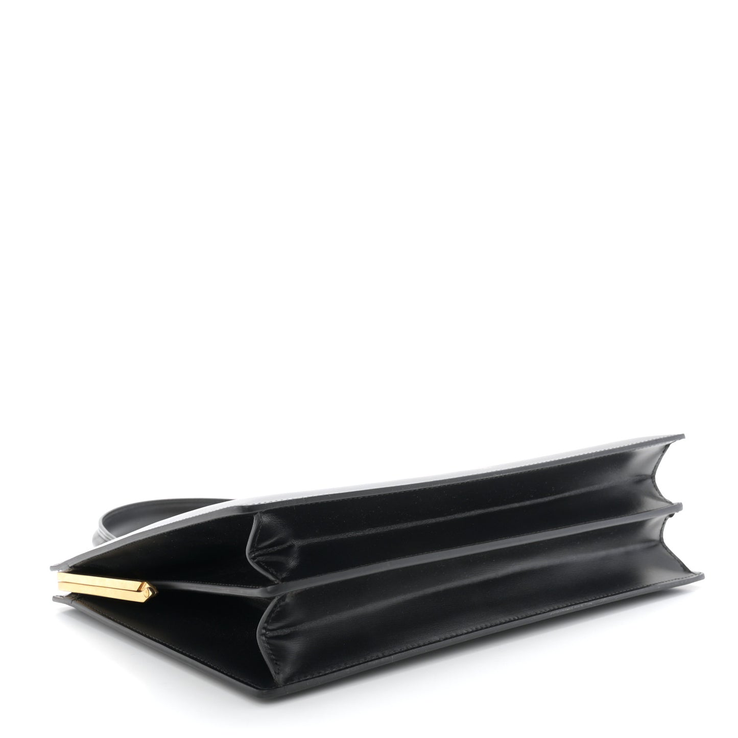 Box Calfskin Medium Clasp Bag Black