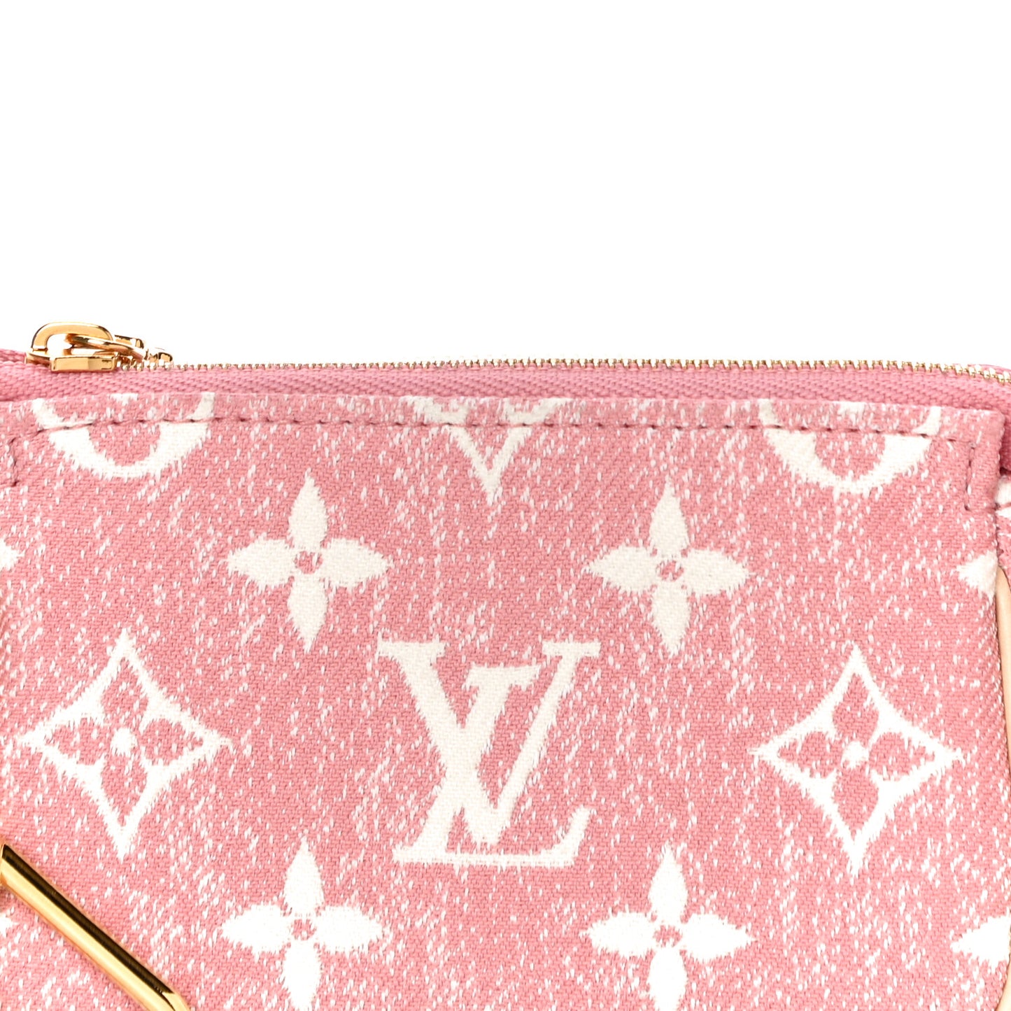 Denim Jacquard Monogram Micro Pochette Accessories Rose
