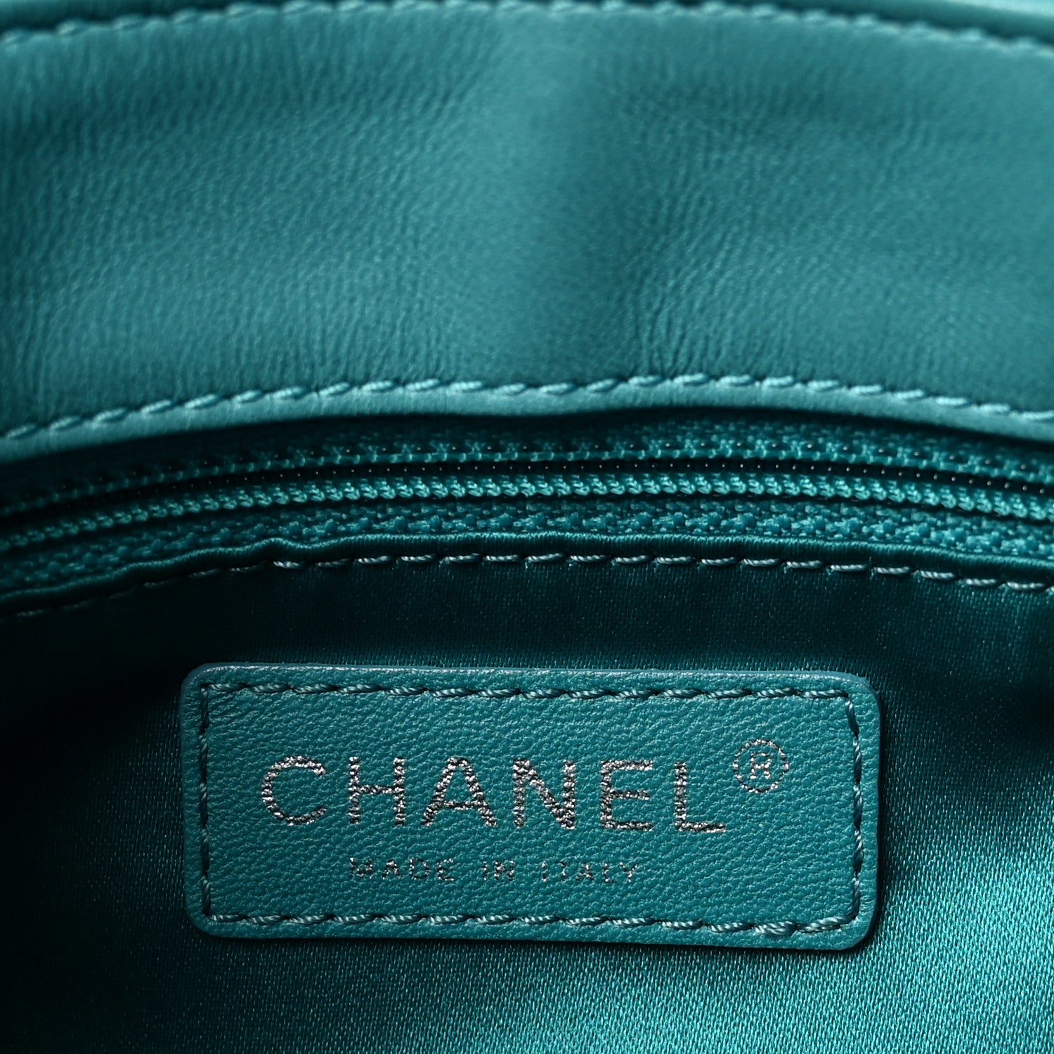 Chanel Calfskin Stitched Double Flap Bag Turquoise 6 of 10