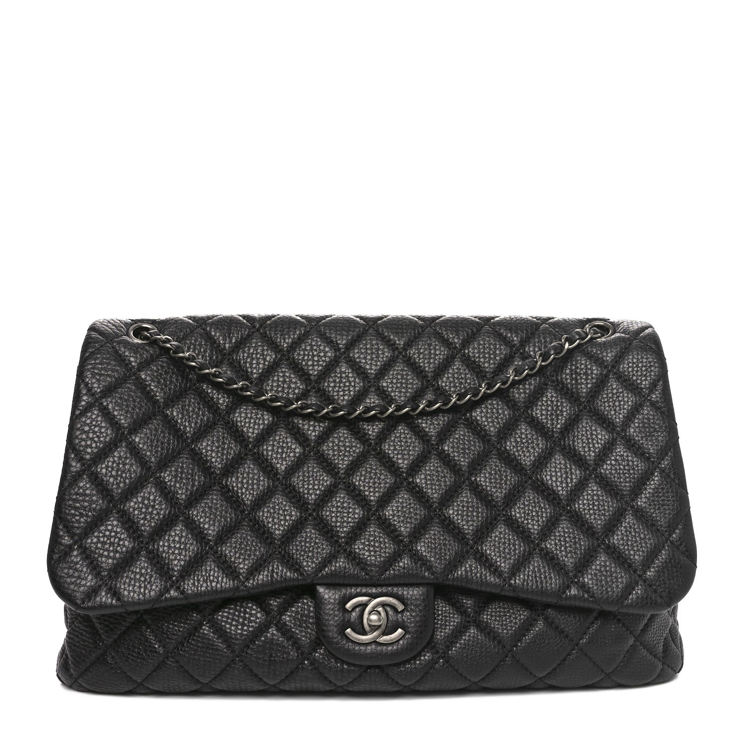 Chanel Grained Calfskin Quilted Small XXL Travel Flap Bag Black 1 of 10