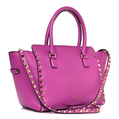 Valentino Garavani Vitello Small Rockstud Double Handle Tote Purple Violet 2 of 10