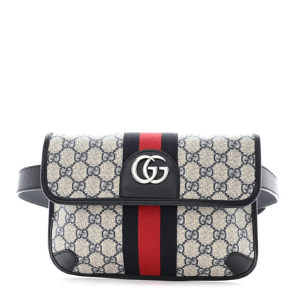 Gucci GG Supreme Monogram Web Small Ophidia Belt Bag 90/36 Beige Navy 1 of 13