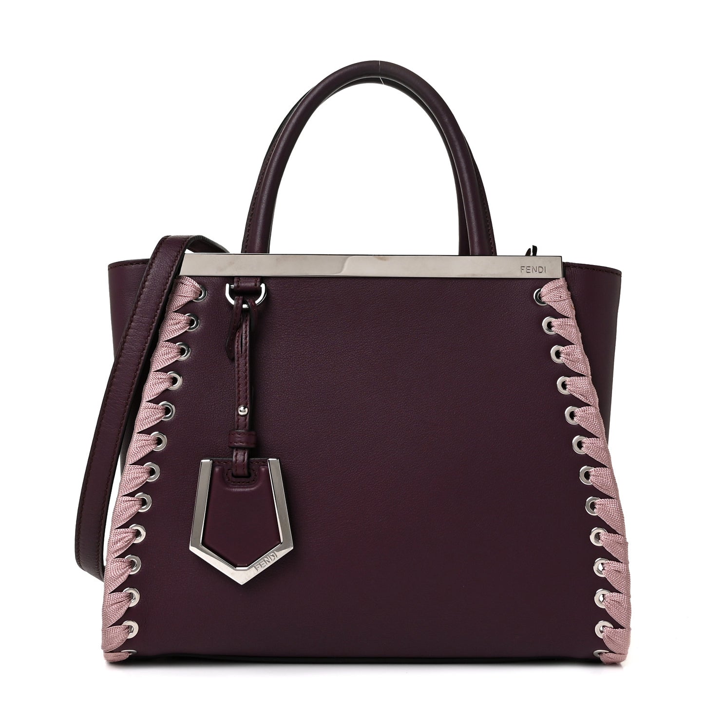 Vitello Dolce Ribbon Lace Up Petite 2Jours Tote Dark Red Rosa Doll