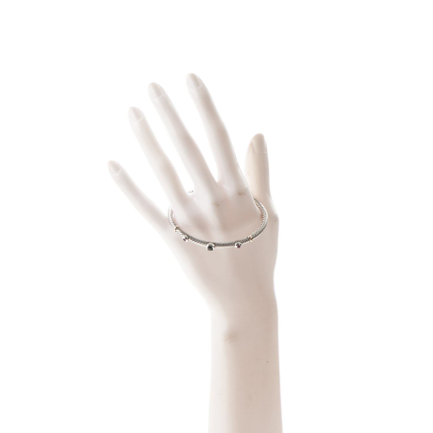 David Yurman Sterling Silver 18K Yellow Gold Garnet Black Onyx 4mm Renaissance Bracelet 2 of 4