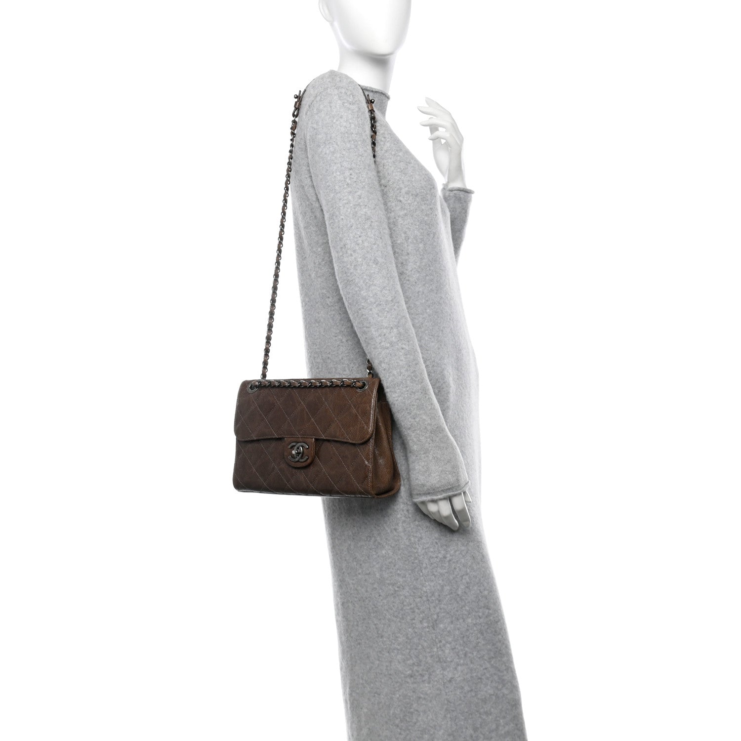 Chanel Crumpled Grained Calfskin Medium CC Crave Flap Brown 3 of 11