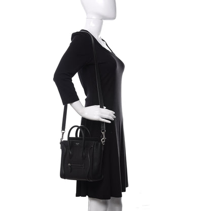 Celine Drummed Calfskin Nano Luggage Black 2 of 9