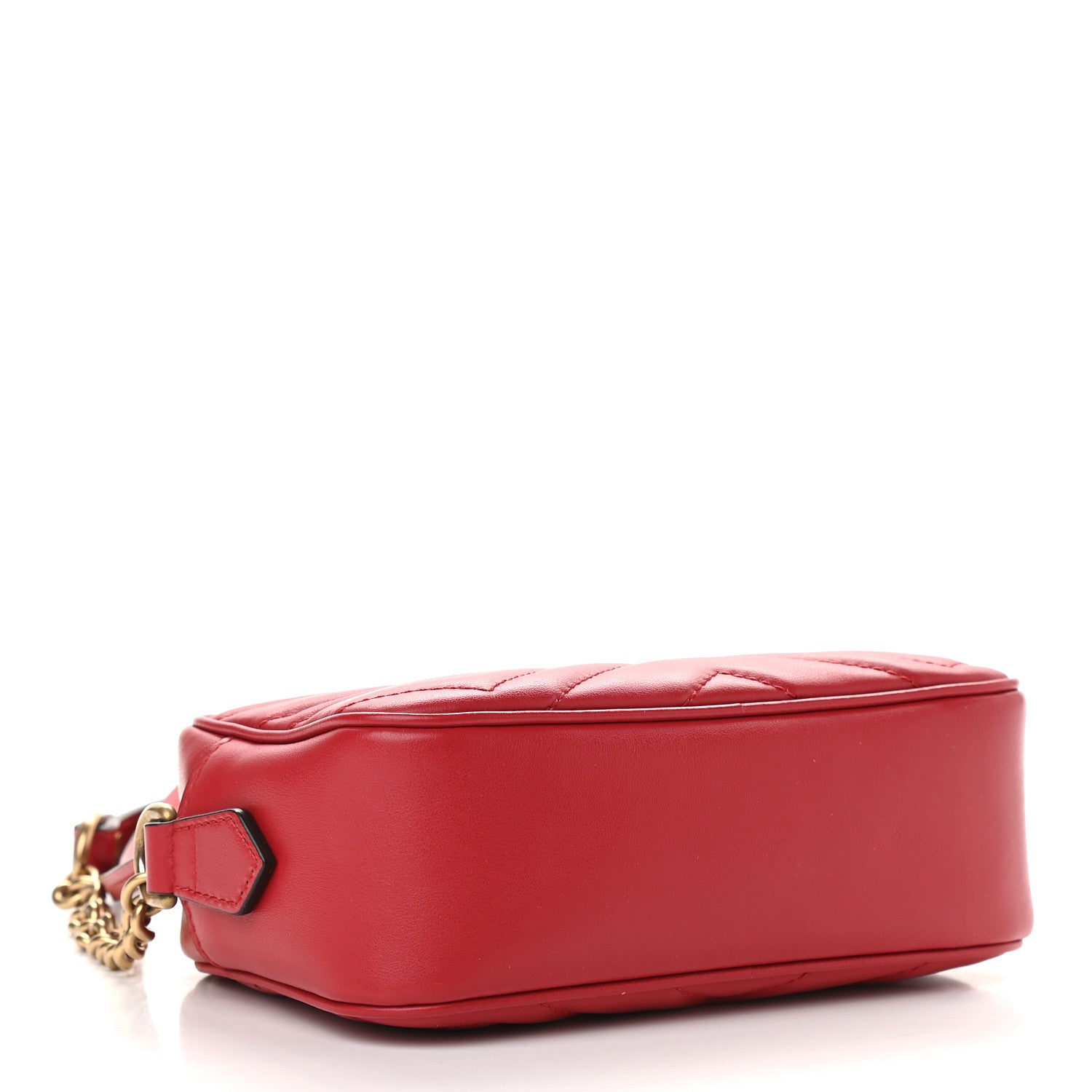 Gucci Calfskin Matelasse Mini GG Marmont Chain Shoulder Bag Hibiscus Red 4 of 9