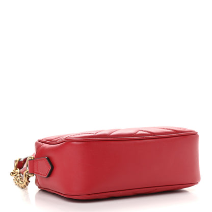 Gucci Calfskin Matelasse Mini GG Marmont Chain Shoulder Bag Hibiscus Red 4 of 9