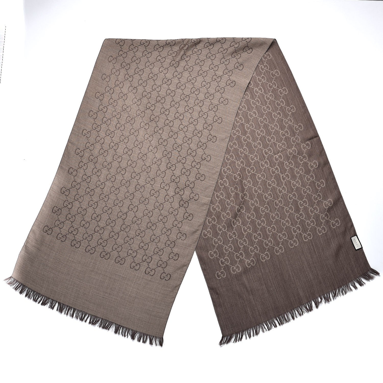 Gucci Wool Silk GG Monogram GGNat Scarf Rope Dark Brown 3 of 5
