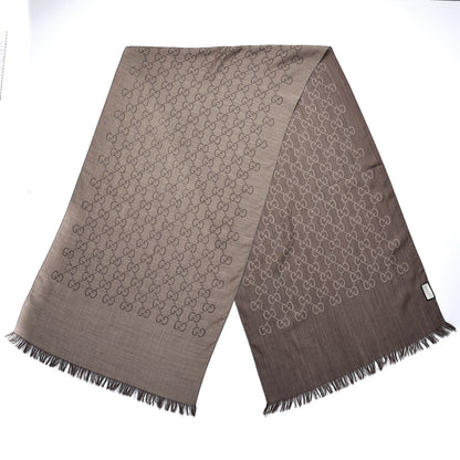 Gucci Wool Silk GG Monogram GGNat Scarf Rope Dark Brown 3 of 5