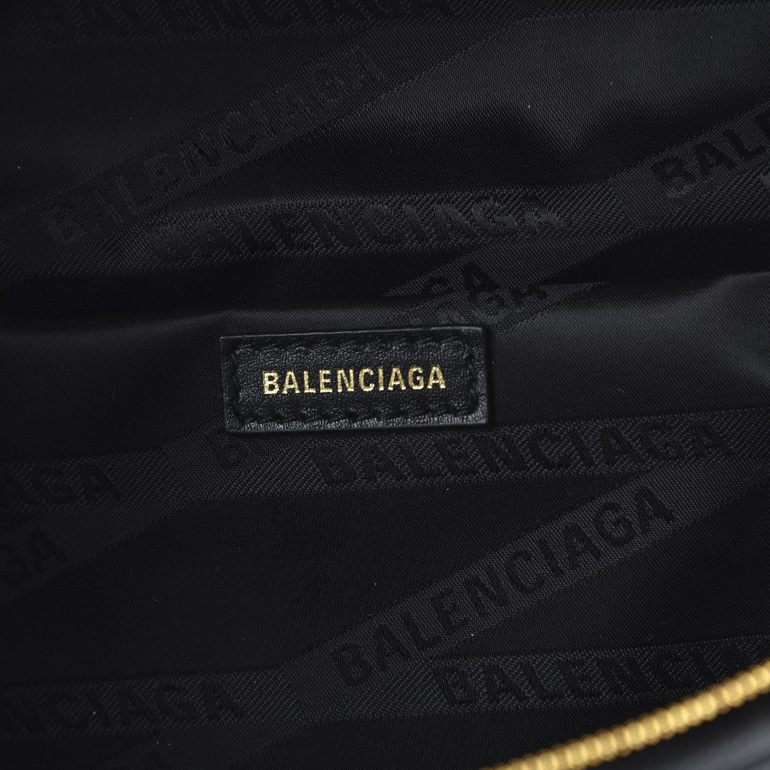 Balenciaga Shiny Goatskin Allover Logo Embossed XS Souvenir Belt Bag Black 8 of 9