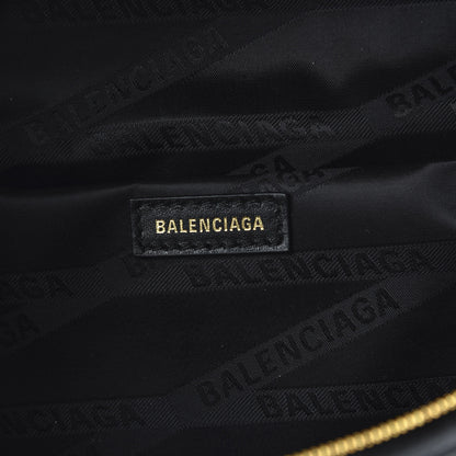 Balenciaga Shiny Goatskin Allover Logo Embossed XS Souvenir Belt Bag Black 8 of 9