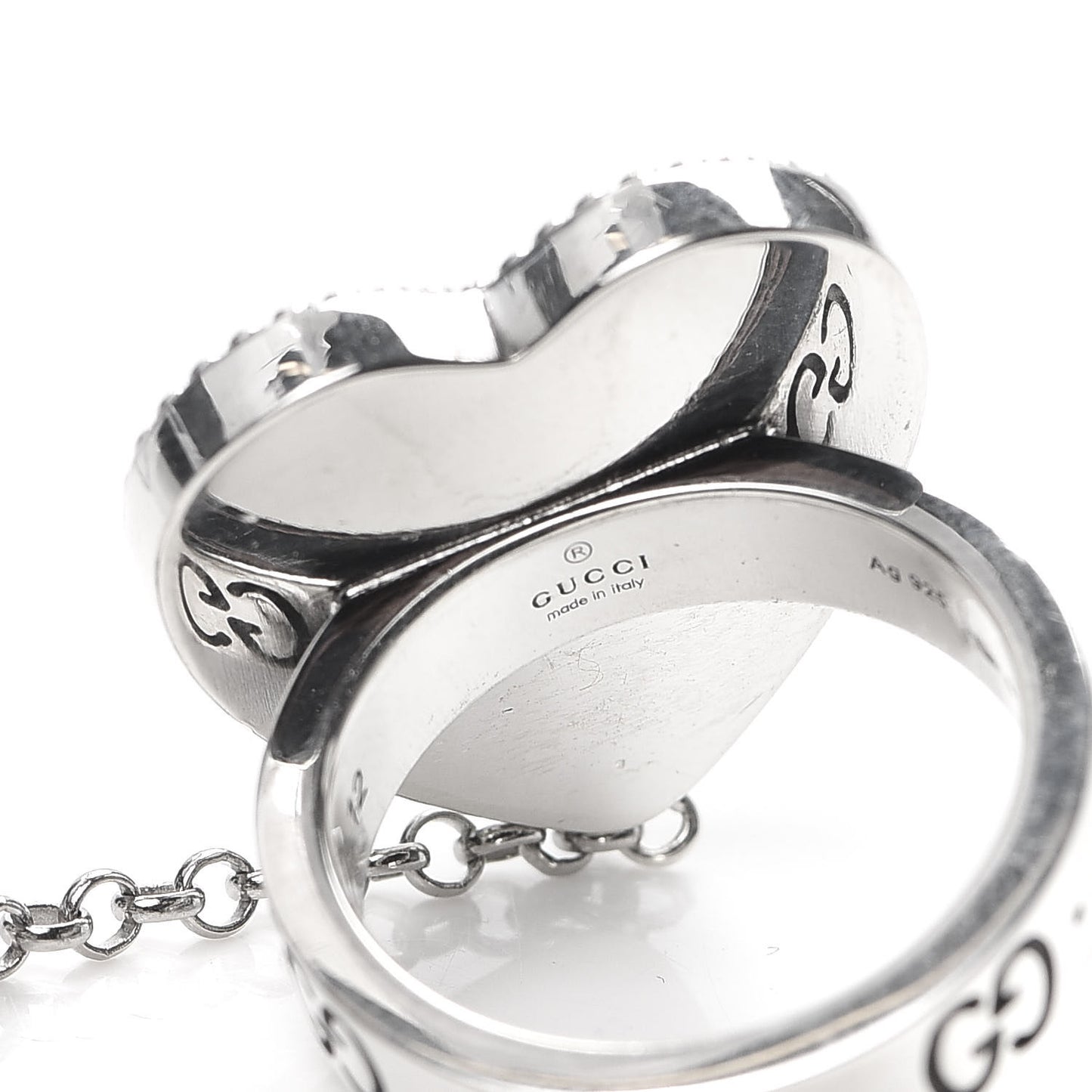 Sterling Silver Black Onyx Heart 25 Chain Ring 52 6