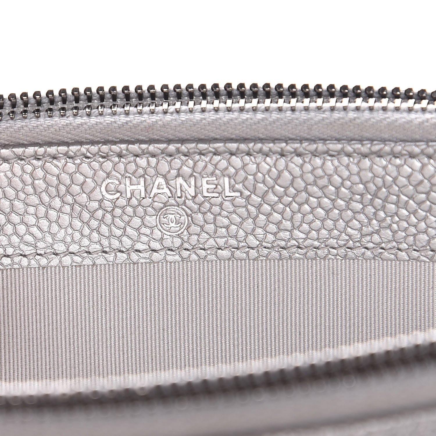 Chanel Metallic Caviar Quilted Small Clutch With Chain Silver 6 of 10